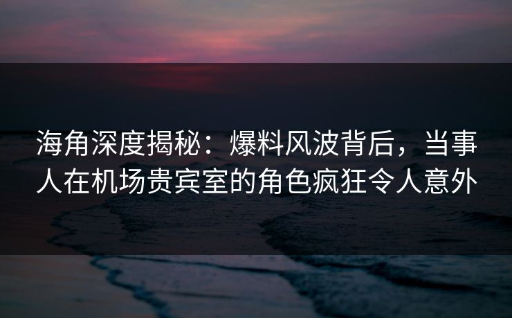 海角深度揭秘：爆料风波背后，当事人在机场贵宾室的角色疯狂令人意外