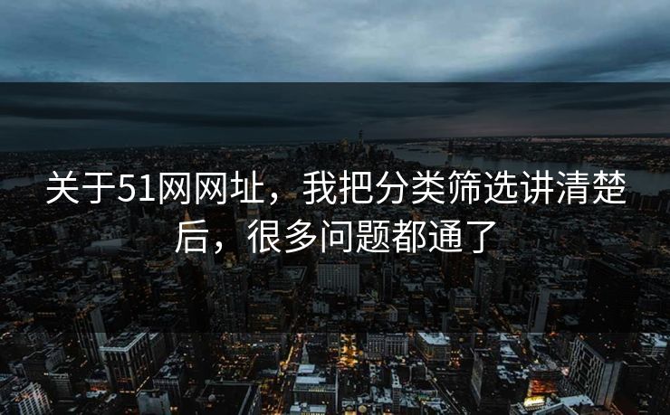 关于51网网址，我把分类筛选讲清楚后，很多问题都通了